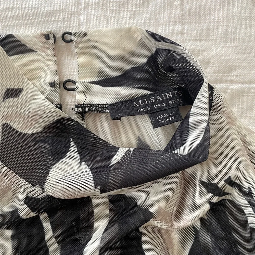 All Saints Black and Cream Floral Bodysuit - Picture 2 of 5